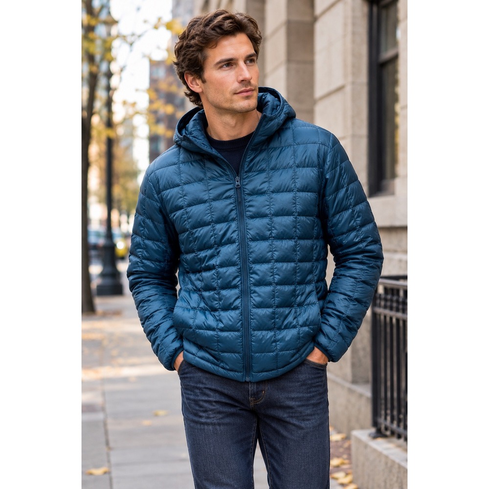 The North Face ThermoBall Eco Hoodie Mens Blue Quilted Puffer Jacket - Size XXL